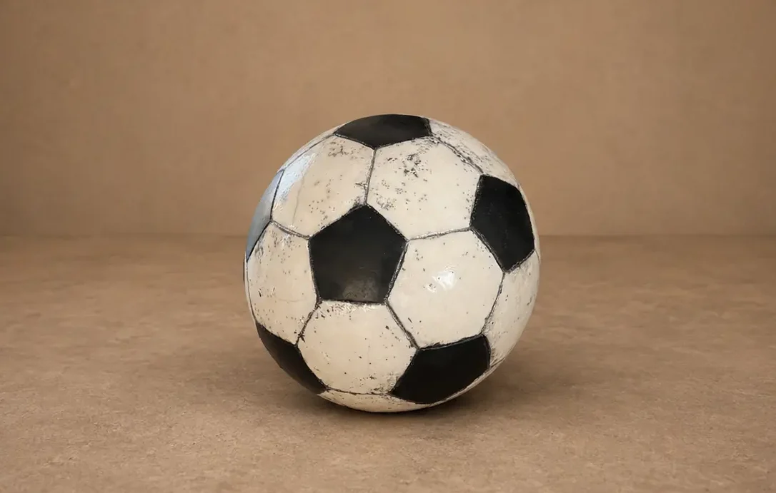 Ballon de football Raku, taille réelle — Marie-Noëlle Tessier